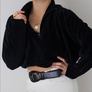 Vintage Black Zip-Up Pullover